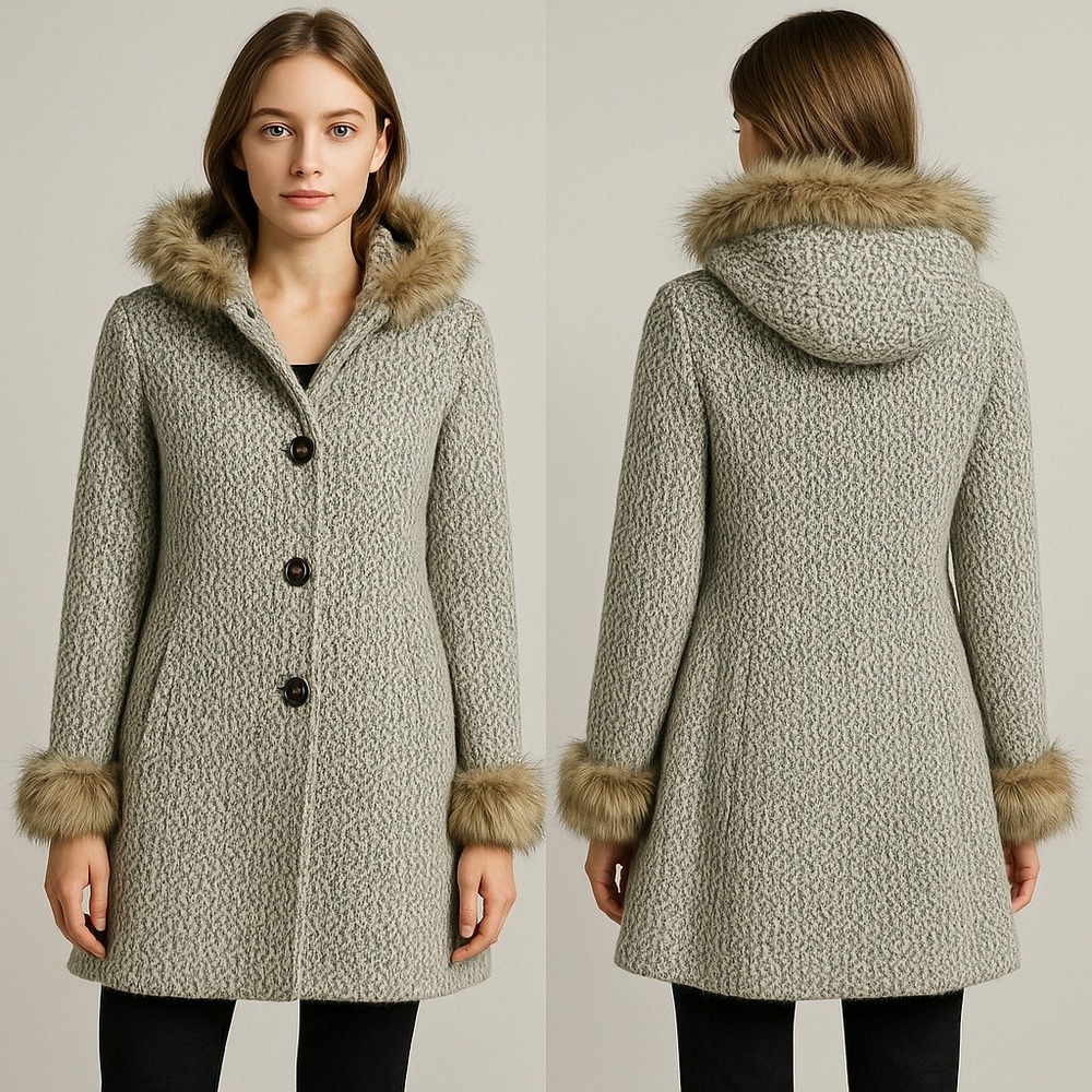 Vintage 1987 Womens‎ Lundstrom Laparka Canada Faux Fur Trim Parka Coat 14 1L